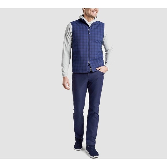 Peter Millar Fuse Elite Flannel Hybrid Vest Men Size Medium Plaid Blue Golf New - Picture 4 of 11